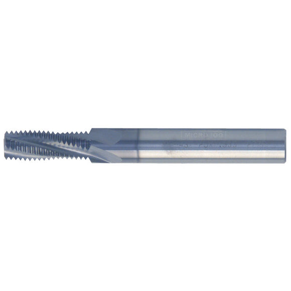 Micro 100 GE45TM18NPTX 1/4 & 3/8 NPT - 18 Helical FL AlTiN Thread Mill - Pipe Thread