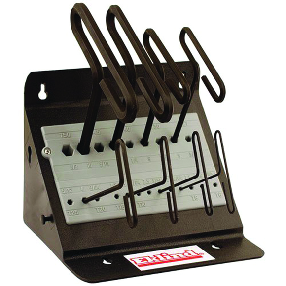 Eklind KM5036198 8 Pieces-3/32"-1/4" T-Handle Style-9" Arm-Hex Key Set with Plain Grip