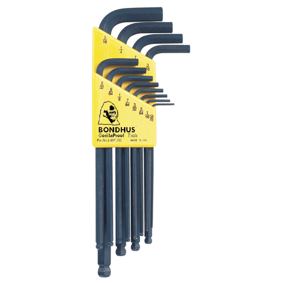 Bondhus KN5310936 12 Pieces-0.050"-5/16" Long Arm Style - Ball End Hex Key Set