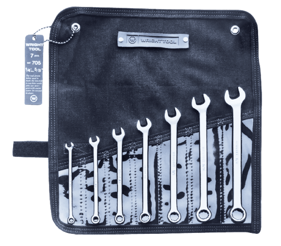 Wright Tool KP50705 Fractional Combination Wrench Set - 7 Pieces; 12 Point Chrome Plated; Grip Feature