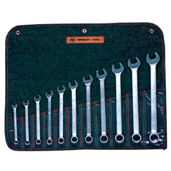 Wright Tool KP50711 Fractional Combination Wrench Set - 11 Pieces; 12 Point Chrome Plated; Grip Feature