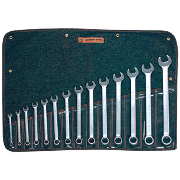 Wright Tool KP50714 Fractional Combination Wrench Set - 14 Pieces; 12 Point Chrome Plated; Grip Feature