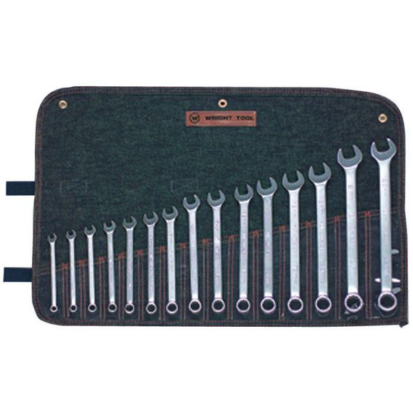 Wright Tool KP50752 Metric Combination Wrench Set - 15 Pieces; 12 Point Chrome Plated