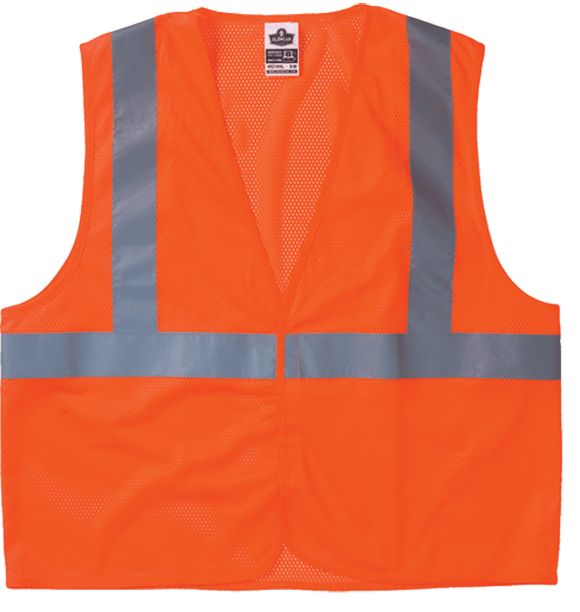 Ergodyne LF658210HLO2X3X 8210HL Econo Vest Orange 2X/3X Hook & Loop Glowear