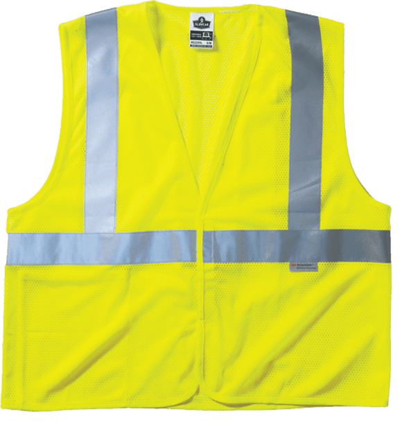 Ergodyne LF658220ZL2X3X 8220Z Standard Vest Lime 2X3X Zipper Glowear