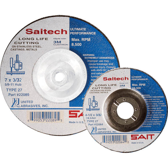 United Abrasives / Sait MG4120112 4" x 1/4" x 3/8" - Ceramic - Depressed Center Wheel