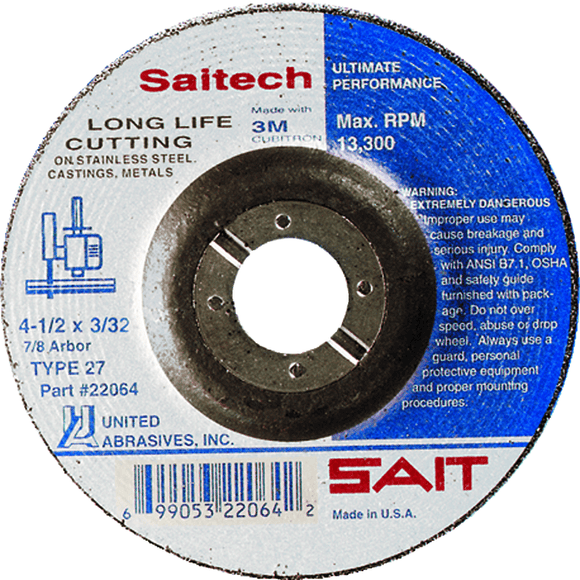 United Abrasives / Sait MG4120174 5" x 1/4" x 5/8" 11 - Ceramic - Depressed Center Wheel