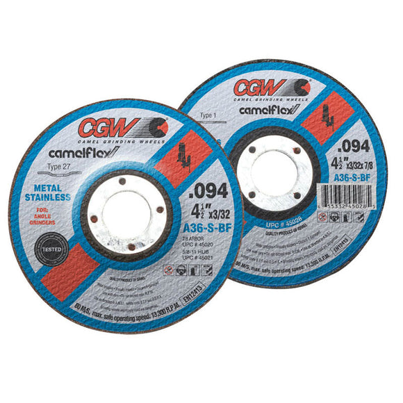 CGW MG9045020 4 1/2" x 3/32" x 7/8" - Aluminum Oxide - A36-SBF - Depressed Center Wheel