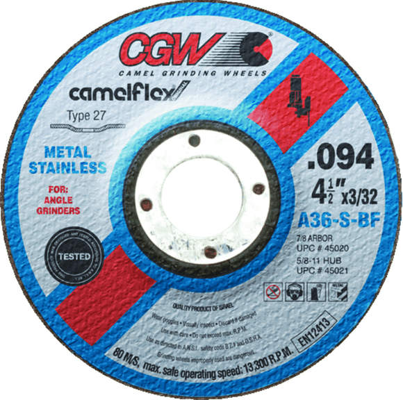 CGW MG9045021 4 1/2" x 3/32" x 5/8 11" - Aluminum Oxide - A36-SBF - Depressed Center Wheel
