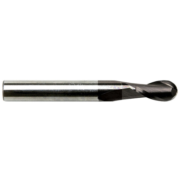 Sowa High Performance 1 x 39mm OAL 2 Flute Ball Nose Stub Length TiAlN Coated Carbide End Mill
