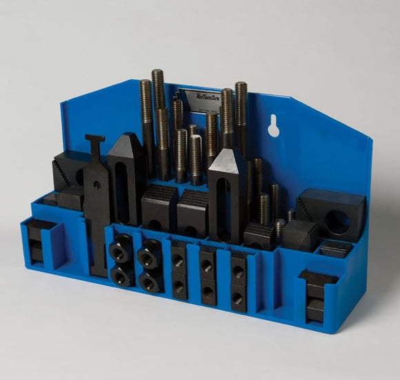 NORTHWESTERN TOOLS 11056 Deluxe Clamping Kits / Aluminum Steel Blocks and Clamps: 1/2-13 Stud Size, 11/16 Table Slot