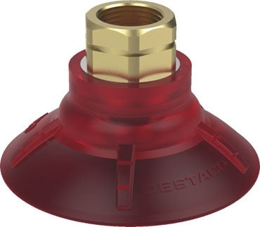 DESTACO VC-90DD-U38-PU60 ACCELERATE POLYURETHANE DEEPDISH VACUUM CUP, ROUND, 90MM, 3/8NPT, RED PU60