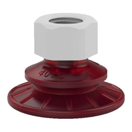 DESTACO VC-60TC-P38-PU55 ACCELERATE POLYURETHANE BELLOWS VACUUM CUP, ROUND, 60MM , 3/8G PLASTIC, RED PU55