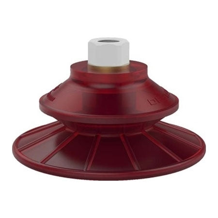 DESTACO VC-110TC-P38-PU55 ACCELERATE POLYURETHANE BELLOWS VACUUM CUP, ROUND, 110MM , 3/8G PLASTIC, RED PU55