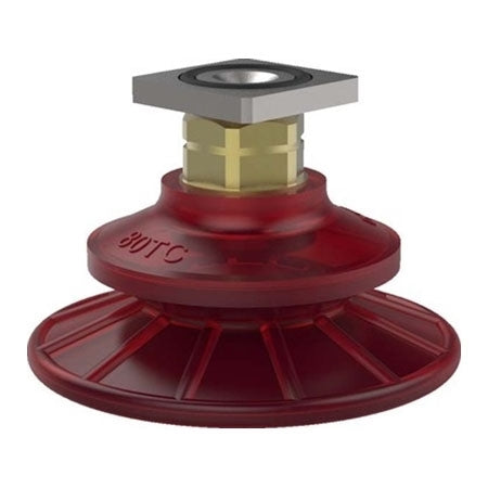 DESTACO VC-80TCT-C-PU55 ACCELERATE POLYURETHANE BELLOWS VACUUM CUP, ROUND, 80MM , 1.25 SQUARE, RED PU55, TCT