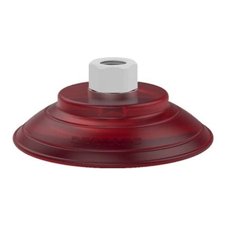 DESTACO VC-100FF-P38-PU55 ACCELERATE POLYURETHANE FLATFOOT VACUUM CUP, ROUND, 100MM , 3/8G PLASTIC, RED PU55