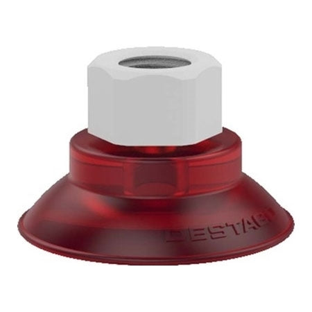 DESTACO VC-50FF-P38-PU55 ACCELERATE POLYURETHANE FLATFOOT VACUUM CUP, ROUND, 50MM, 3/8G PLASTIC, RED PU55