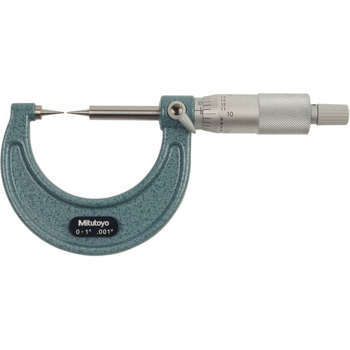 Mitutoyo MT80112-177 0-1" Measuring Range-0.001" Graduation - Ratchet Thimble - High Speed Steel Face - Point Micrometer