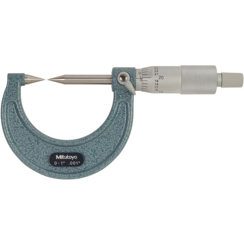 Mitutoyo MT80112-225 0-1" Measuring Range-0.001" Graduation - Ratchet Thimble - High Speed Steel Face - Point Micrometer