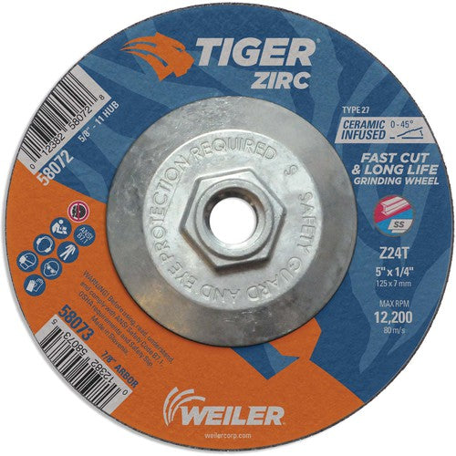 Weiler MK5158072 5X1/4 Z24T ZIRC T27 GRIND WHEEL