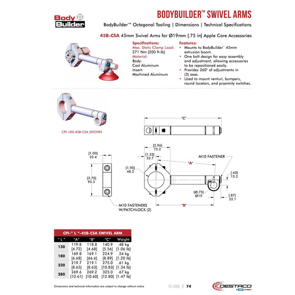 DESTACO CPI-230-45B-CSA 45B CLAMP SWIVEL ARM