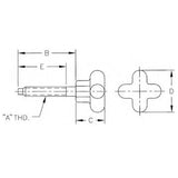 Te-Co 31025 Dog Point Hand Knob Screw 1/4-20