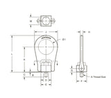 JERGENS HOIST RING, FORGED, 3/4-10, CENTER PULL, C=1 1/2, 5,000 LBS - 23918