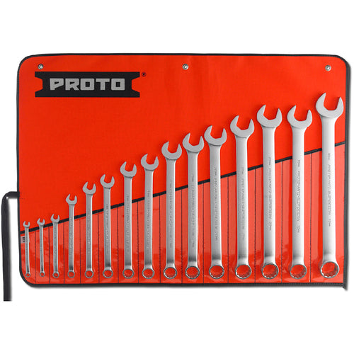 Proto KP4214000 Proto 15 Piece Satin Metric Combination ASD Wrench Set - 12 Point 7MM-32MM