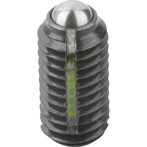 KIPP K0321.2A2 SPRING PLUNGER INTENSIFIED SPRING FORCE, WITH THREAD LOCK D=1/4-20 L=14, STEEL, COMP:BALL STEEL, PU=10