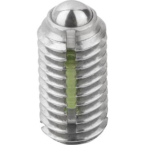 KIPP K0322.2A2 SPRING PLUNGER INTENSIFIED SPRING FORCE, WITH THREAD LOCK D=1/4-20 L=14, STAINLESS STEEL, COMP:BALL STAINLESS