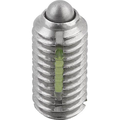 KIPP K0324.AJ SPRING PLUNGER STANDARD SPRING FORCE, WITH THREAD LOCK D=1/4-28 L=14, STAINLESS STEEL, COMP:PIN STAINLESS STEEL, PU=10