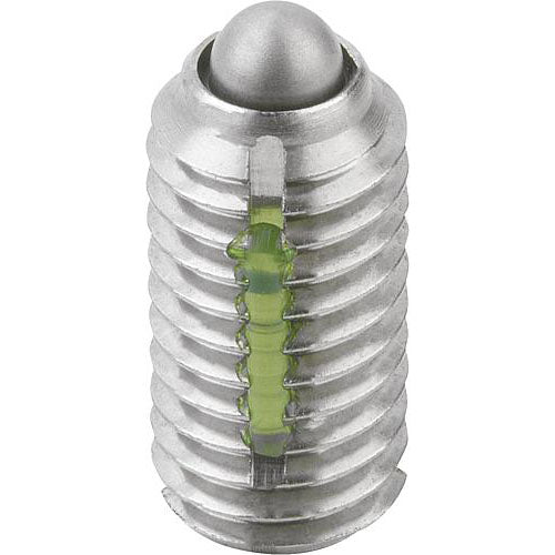 KIPP K0324.105 SPRING PLUNGER LIGHT SPRING FORCE, WITH THREAD LOCK D=M05 L=12, STAINLESS STEEL, COMP:PIN STAINLESS STEEL, PU=5