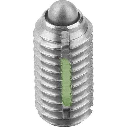 KIPP K0324.216 SPRING PLUNGER INTENSIFIED SPRING FORCE, WITH THREAD LOCK D=M16 L=24, STAINLESS STEEL, COMP:PIN STAINLESS
