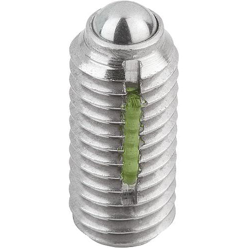KIPP K0326.A5 SPRING PLUNGER STANDARD SPRING FORCE, WITH THREAD LOCK D=1/2-13 L=26, STAINLESS STEEL, COMP:BALL STAINLESS STEEL, PU=5