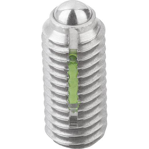 KIPP K0326.2AJ SPRING PLUNGER INTENSIFIED SPRING FORCE, WITH THREAD LOCK D=1/4-28 L=15, STAINLESS STEEL, COMP:BALL STAINLESS