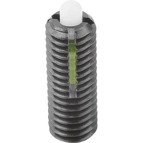KIPP K0328.1A2 SPRING PLUNGER LIGHT SPRING FORCE, WITH THREAD LOCK D=1/4-20 L=20, STEEL, COMP:PIN POM, PU=10