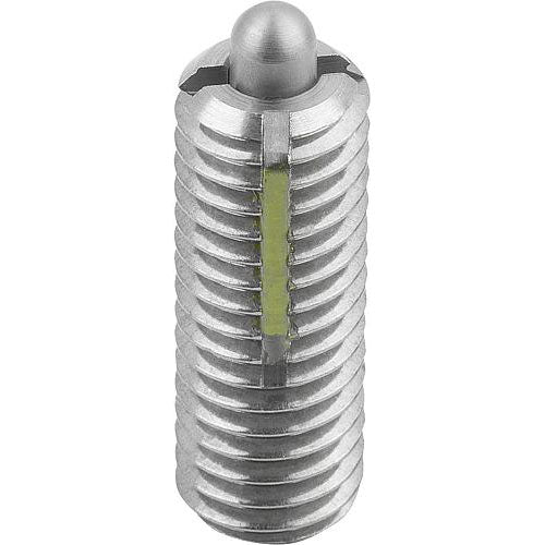KIPP K0329.12 SPRING PLUNGER STANDARD SPRING FORCE, WITH THREAD LOCK D=M12 L=28, STAINLESS STEEL, COMP:PIN STAINLESS STEEL, PU=5