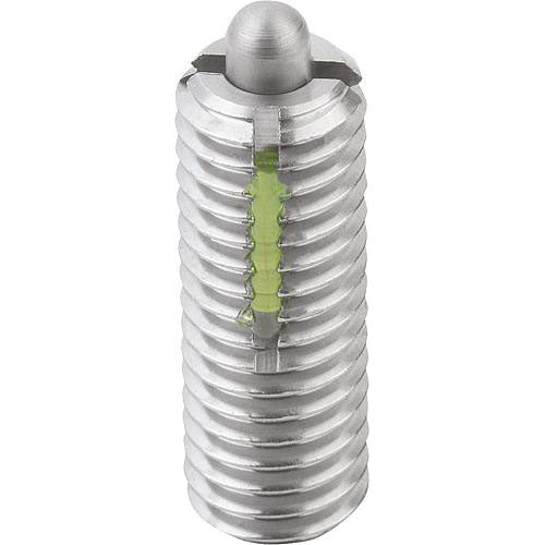 KIPP K0329.206 SPRING PLUNGER INTENSIFIED SPRING FORCE, WITH THREAD LOCK D=M06 L=20, STAINLESS STEEL, COMP:PIN STAINLESS