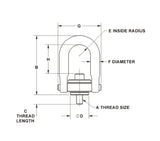 JERGENS HOIST RING, 4000#, 5/8-11, CENTER PULL, C=1.25 - 23415