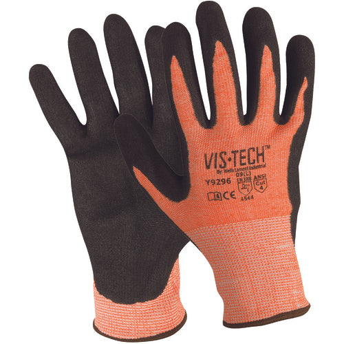 Wells Lamont LW0110850 FLEXTECH Size XS Hi-Vis ANSI 4 Nitrile Palm Glove Y9296XS