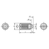 KIPP K0314.A5 SPRING PLUNGER STANDARD SPRING FORCE D=1/2-13 L=22, STAINLESS STEEL, COMP:PIN STAINLESS STEEL, PU=5