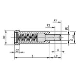 KIPP K0331.10 SPRING PLUNGER SPRING FORCE, WITH HEAD, D=10 L=30, FREE-CUTTING STEEL, COMP:PIN STEEL, PU=1