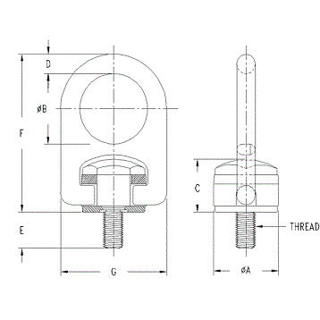 ACTEK AK56106 FORGED SWIVEL HOIST RING 3/8-16 1000 LBS 1/2IN THREAD PR ...