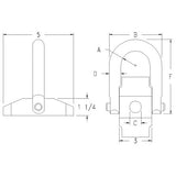 ACTEK AK44421 10,000 LBS PIVOT LIFTING PLATE SCREW SIZE: 1 1/4-7 200% PROOF-LOAD TESTED W/SERIAL #