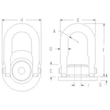 ACTEK AK44930 1,900 KGS METRIC ROUND BASE HOIST RING 3/4 U BAR 200% PROOF-LOAD TESTED W/SERIAL #